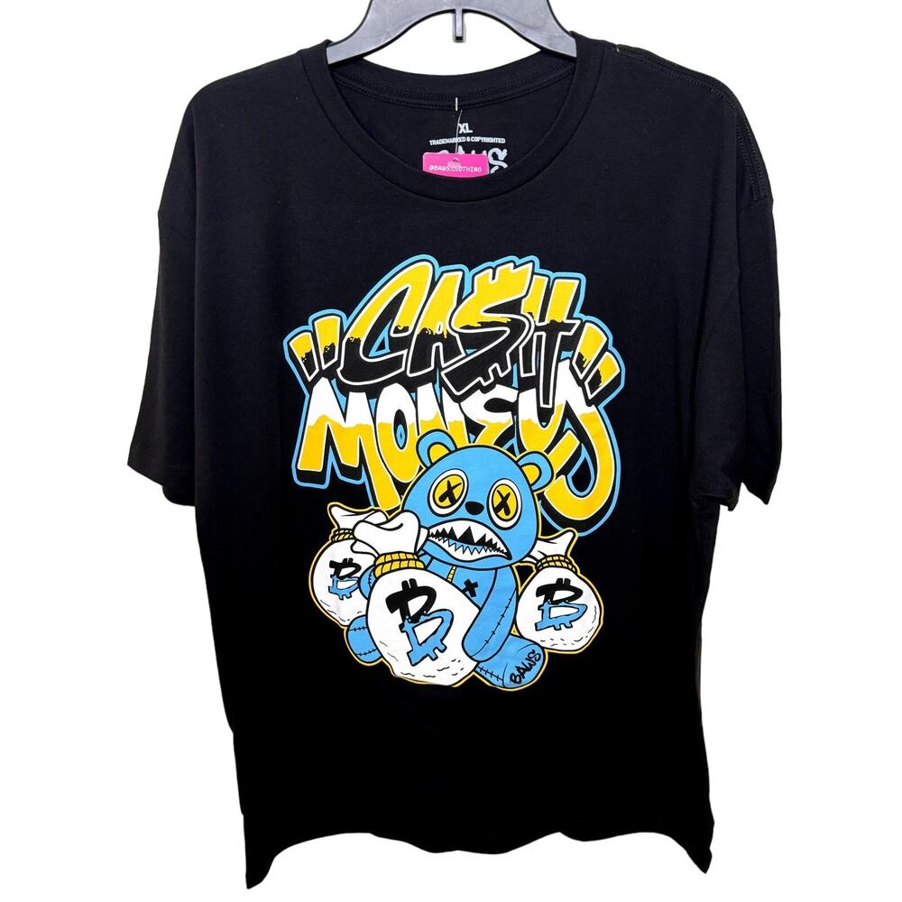 **NWT** BAWS MEN'S BLACK/BLUE/YELLOW CREW NECK SHORT SLEEVE T-SHIRT SIZE XL